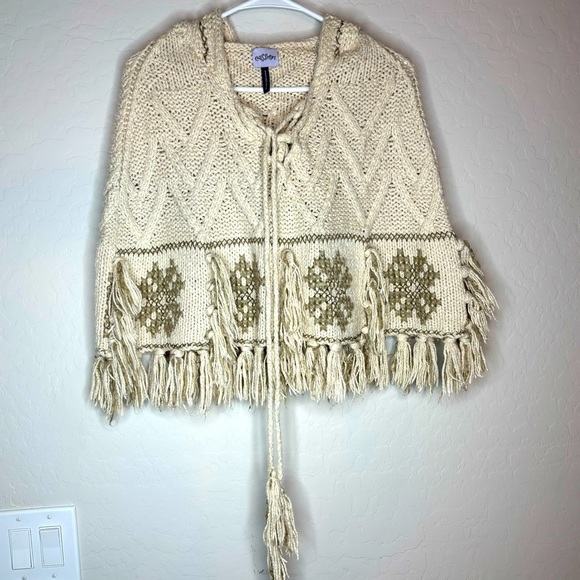 Casselini Sweaters - Casselini Boho Hooded Poncho women one-size fit most